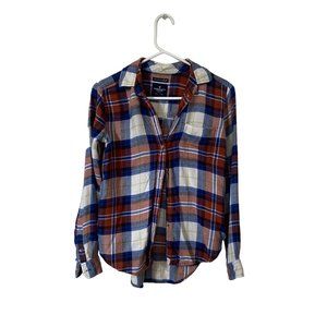 American Eagle Women's Plaid Button Up Long Sleeve Shirt XXS